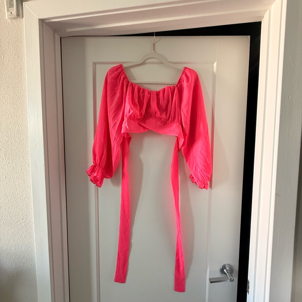 Amazon Vibrant Pink Off-Shoulder Blouse